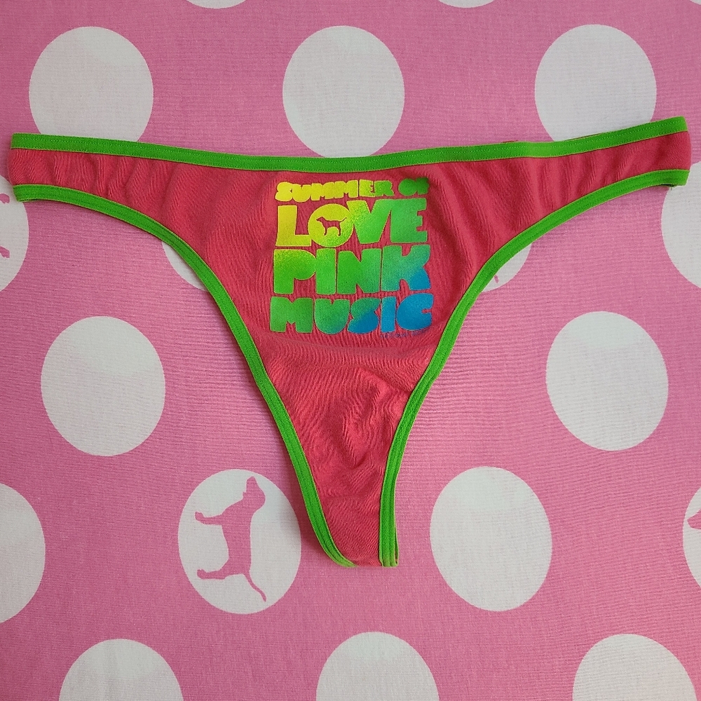 Rare VTG VS PINK Low Rise Graphic Cotton Thong Panty Size M
